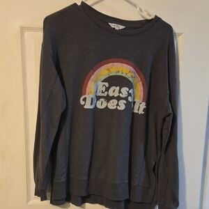 Wildfox Gray Rainbow Sweatshirt "EASY DOES IT"